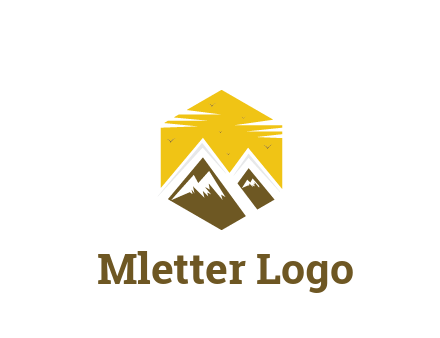 mountains in hexagon travel logo