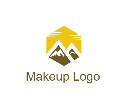 mountains in hexagon travel logo