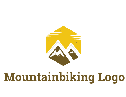 mountains in hexagon travel logo