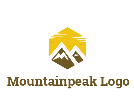 mountains in hexagon travel logo