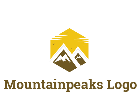 mountains in hexagon travel logo