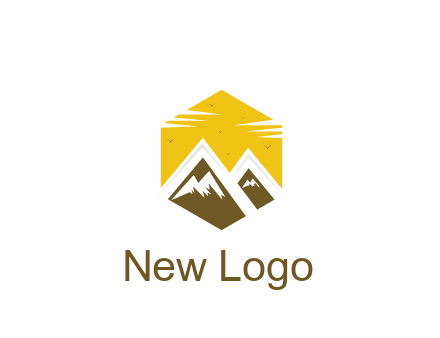 mountains in hexagon travel logo