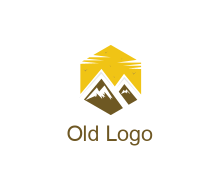 mountains in hexagon travel logo