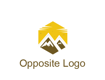 mountains in hexagon travel logo