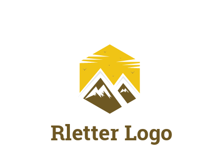 mountains in hexagon travel logo