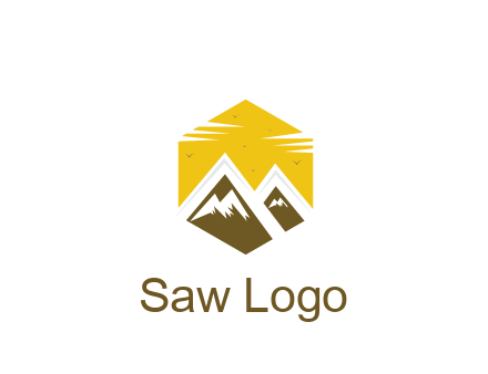 mountains in hexagon travel logo