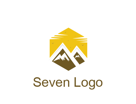 mountains in hexagon travel logo
