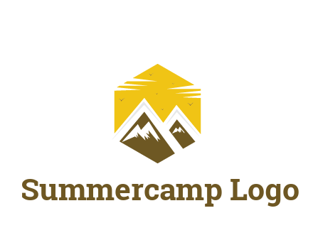 mountains in hexagon travel logo
