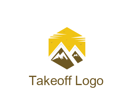 mountains in hexagon travel logo