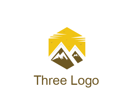 mountains in hexagon travel logo