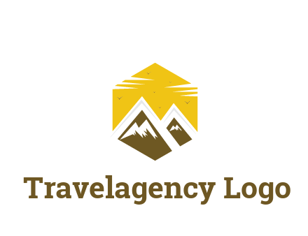 mountains in hexagon travel logo