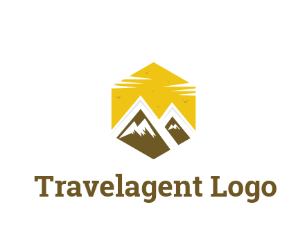 mountains in hexagon travel logo