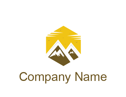 mountains in hexagon travel logo