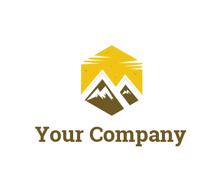 mountains in hexagon travel logo