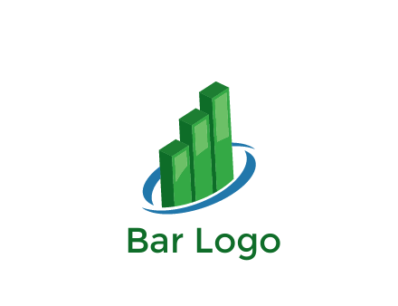 3D bars with swoosh around finance logo
