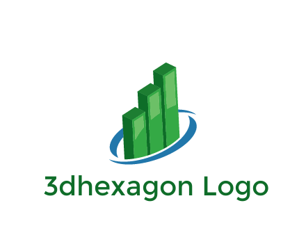 3D bars with swoosh around finance logo