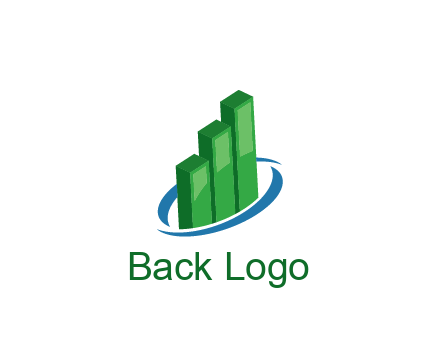 3D bars with swoosh around finance logo