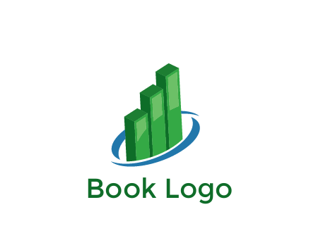 3D bars with swoosh around finance logo