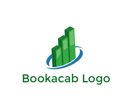 3D bars with swoosh around finance logo