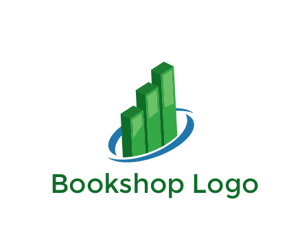3D bars with swoosh around finance logo