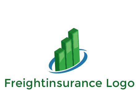 3D bars with swoosh around finance logo
