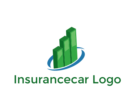 3D bars with swoosh around finance logo