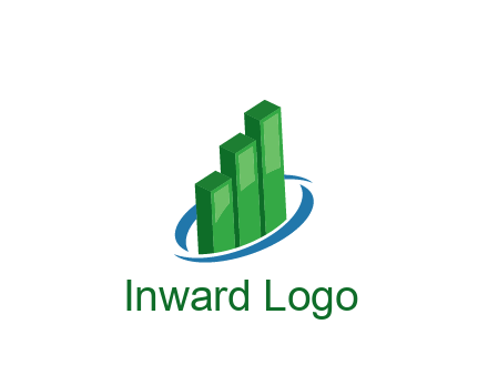 3D bars with swoosh around finance logo