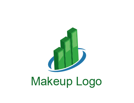 3D bars with swoosh around finance logo
