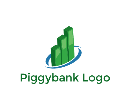 3D bars with swoosh around finance logo