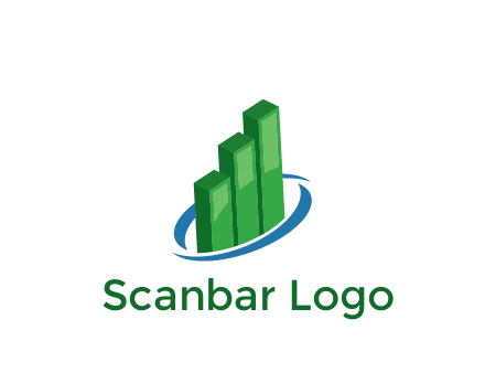 3D bars with swoosh around finance logo