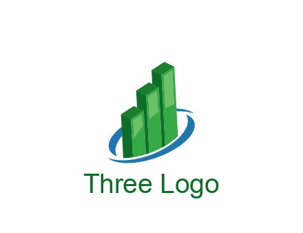 3D bars with swoosh around finance logo