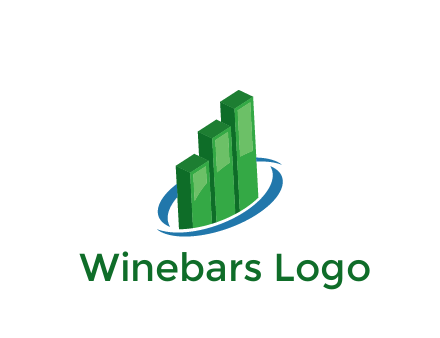 3D bars with swoosh around finance logo