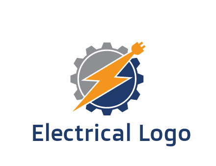 socket with electric bolt in gear engineering logo