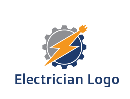socket with electric bolt in gear engineering logo