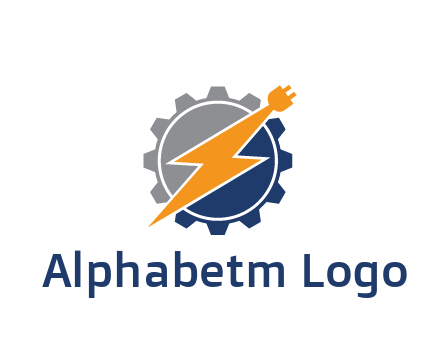socket with electric bolt in gear engineering logo