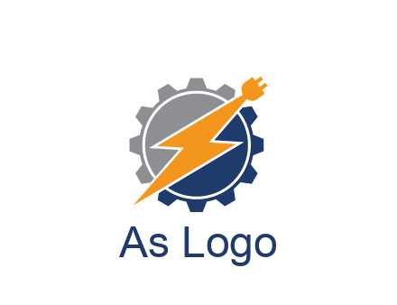 socket with electric bolt in gear engineering logo