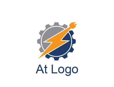 socket with electric bolt in gear engineering logo