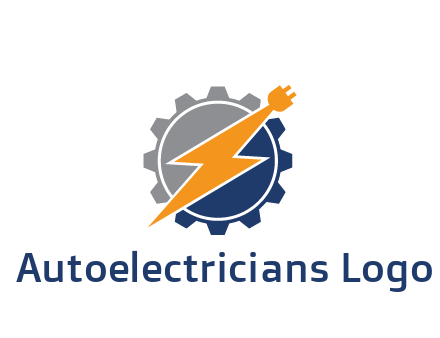 socket with electric bolt in gear engineering logo