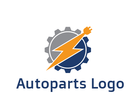 socket with electric bolt in gear engineering logo
