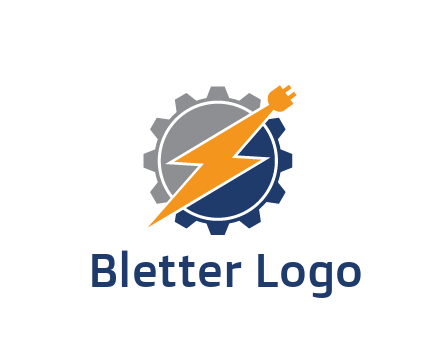 socket with electric bolt in gear engineering logo