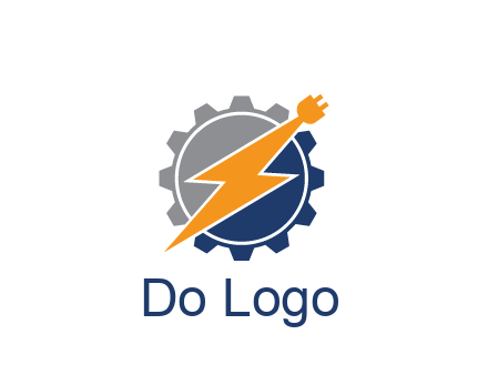 socket with electric bolt in gear engineering logo