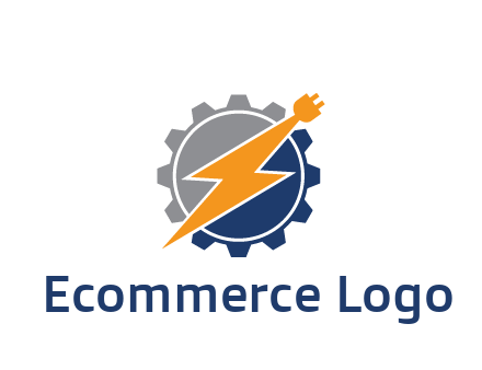 socket with electric bolt in gear engineering logo