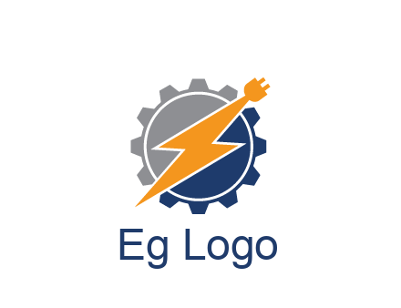socket with electric bolt in gear engineering logo