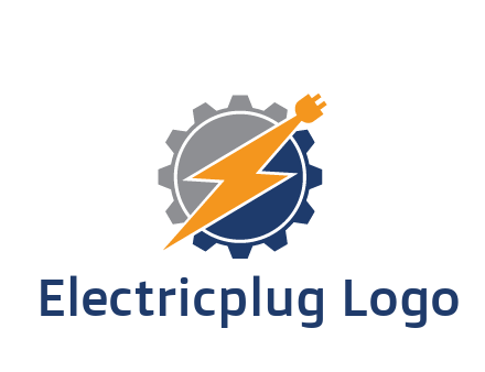 socket with electric bolt in gear engineering logo