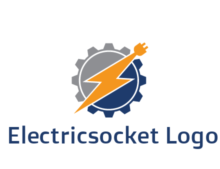 socket with electric bolt in gear engineering logo