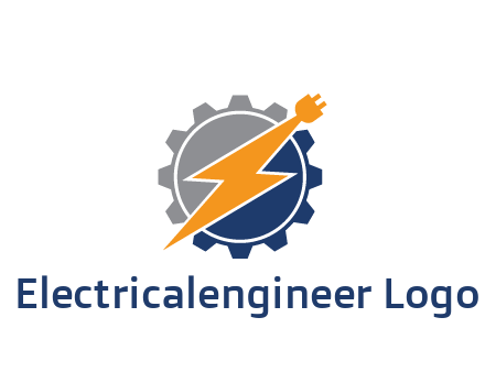 socket with electric bolt in gear engineering logo