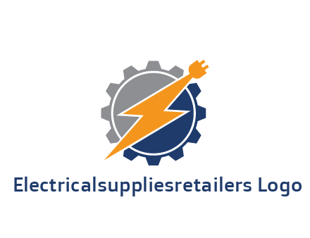 socket with electric bolt in gear engineering logo