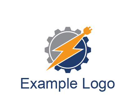 socket with electric bolt in gear engineering logo