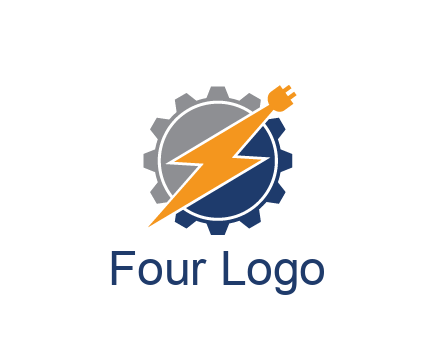 socket with electric bolt in gear engineering logo