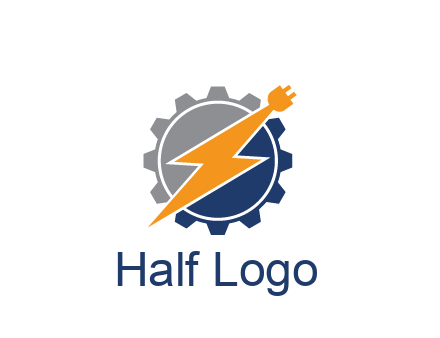 socket with electric bolt in gear engineering logo